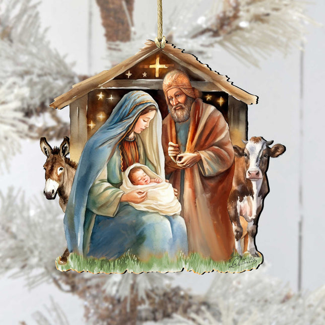Born Under Bright Star Nativity Wooden Ornaments by G. DeBrekht Nativity Holiday Decor - 8611082-0