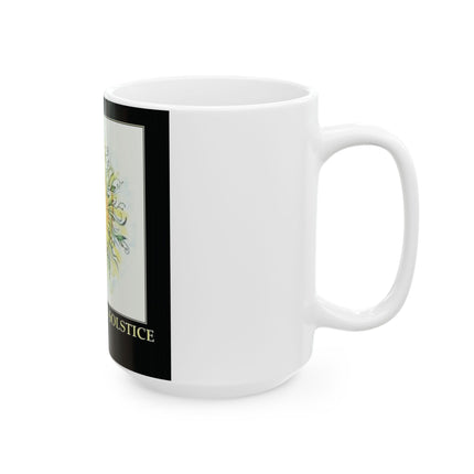 Happy Summer Solstice Ceramic Mug - 15oz, Vibrant Sun Design