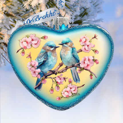 Blooming Love Heart Glass Ornament by G. Debrekht Christmas Decor - 753-014-0