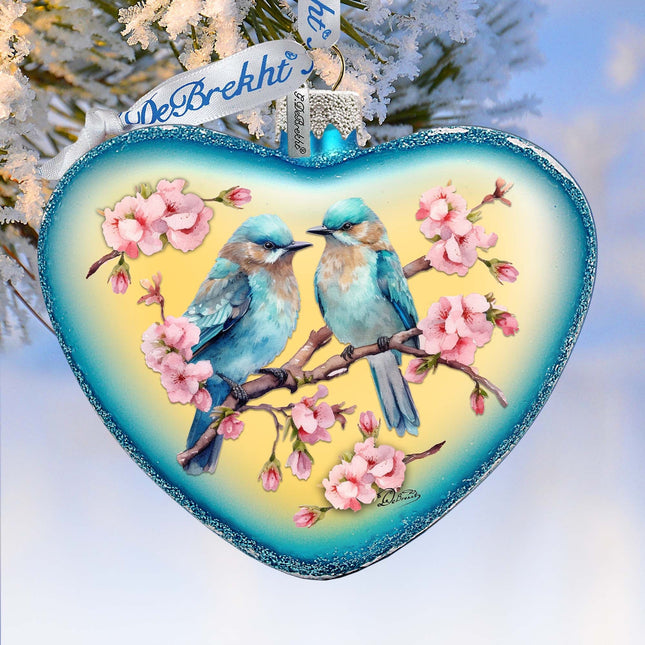 Blooming Love Heart Glass Ornament by G. Debrekht Christmas Decor - 753-014-0