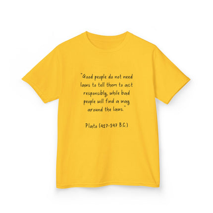Plato Quote Kids Tee – Heavy Cotton Shirt on Ethics & Integrity
