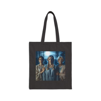 Vintage Gothic Trio Tote Bag — Haunted Portrait Canvas Tote