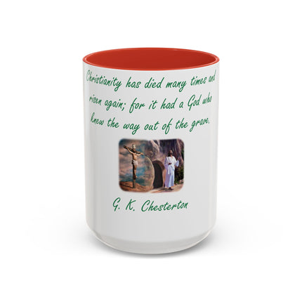 Chesterton Quote Mug – Resurrection Design – Accent Ceramic – 15oz