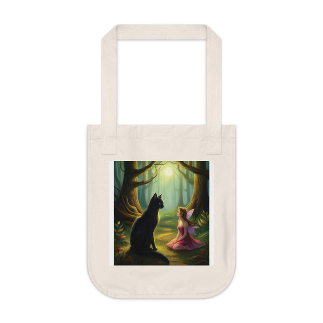 Enchanting Fairy and Cat Organic Canvas Tote Bag