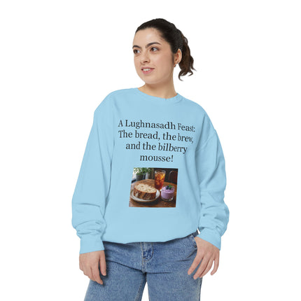 Lughnasadh Feast Sweatshirt — "The bread, the brew, and the bilberry mousse!"