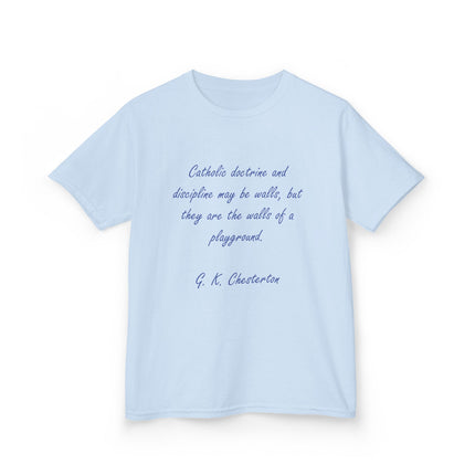 Kids Faith Tee – “Walls of a Playground” – Heavy Cotton Quote Shirt