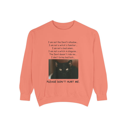 Unisex Sweatshirt – Thoughtful Black Cat Design – Garment-Dyed