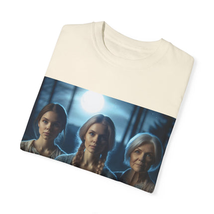 Mystical Sisterhood Tee – Garment-Dyed Shirt of Triple Goddess