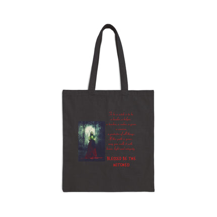 Blessed Be The Witches Cotton Tote Bag — Witchy Forest Art Canvas Shopper