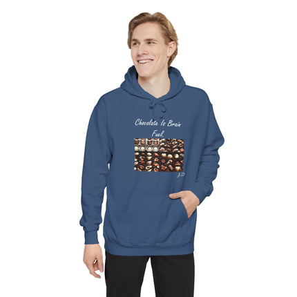 Chocolate Lover Hoodie — "Chocolate Is Brain Fuel" Photo Print