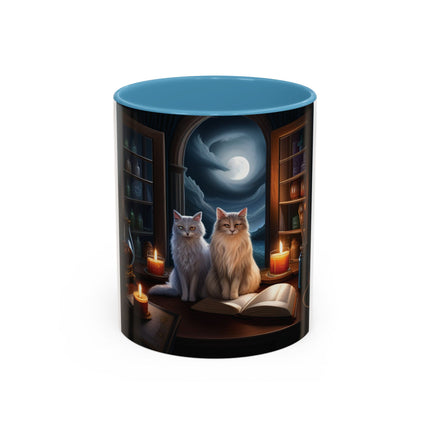 Cozy Cat Accent Mug – 11oz – Candlelight & Moonlight for Book Lovers
