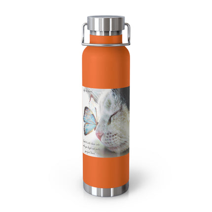 22oz Insulated Bottle — "Life Is Short" Cat & Butterfly Inspirational Quote