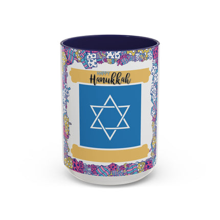 Happy Hanukkah Mug – 15oz Accent Ceramic Cup for Festive Joy