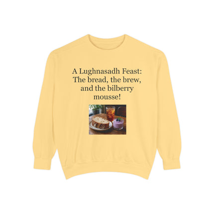 Lughnasadh Feast Sweatshirt — "The bread, the brew, and the bilberry mousse!"