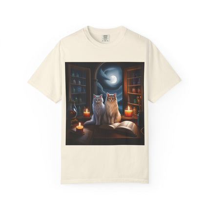 Magical Cats Unisex T-Shirt - Cozy Night Reading Design