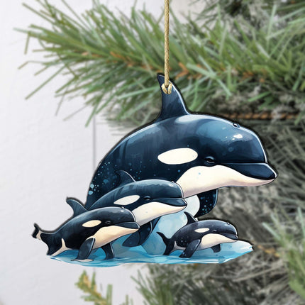 Orca's Family Wooden Ornaments by G.Debrekht - Wildlife Holiday Decor - 8710102-2-1