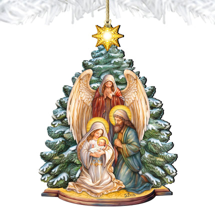 Holy Family Nativity Wooden Ornaments by G. DeBrekht Nativity Holiday Decor - 8611042-3