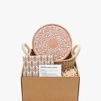 Bread Warmer & Basket Gift Set with Tea Towel - Vintage Vine Round-0