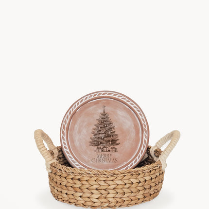 Bread Warmer & Basket - Christmas Tree Round-0