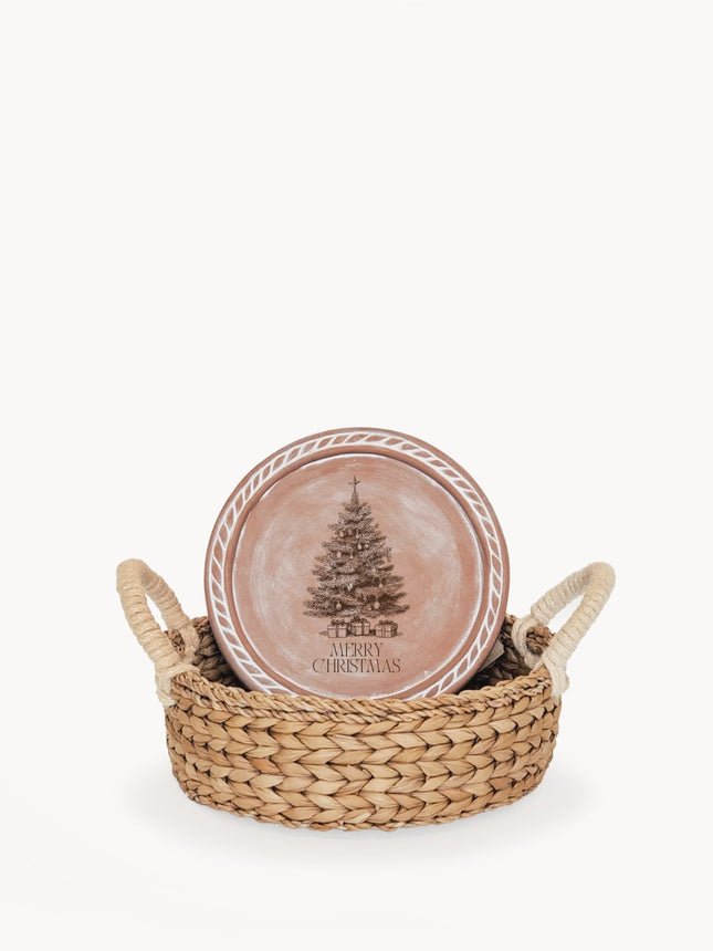 Bread Warmer & Basket - Christmas Tree Round-0