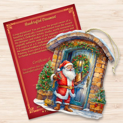Joyful Moments at the Doorstep Wooden Ornaments by G. Debrekht Christmas Santa Snowman Decor - 8611046-4