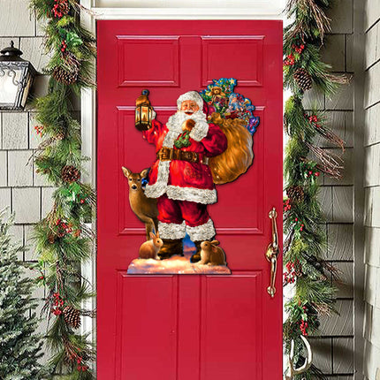 Woodland Santa Wall Door Hanger by D. Gelsinger - Christmas Santa Snowman Decor - 8461028H-1105-3