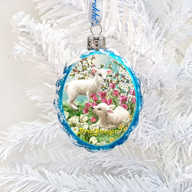 Easter Lambs Mercury Glass Ornament by D. Gelsinger - Easter Spring Decor - 778112-DG-0