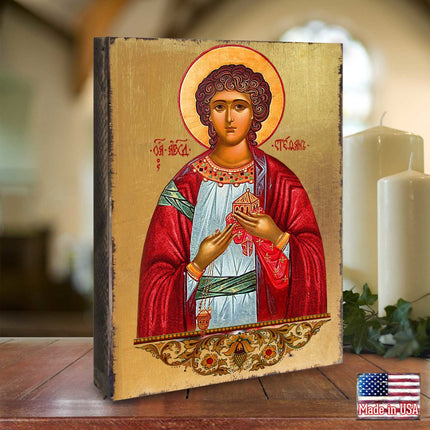 Saint Stephen Wooden Gold Plated Religious Christian Sacred Icon - Inspirational Icon Decor - 85056-1