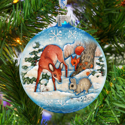 Forest Fends Ball Glass Ornament by G. DeBrekht - Wildlife Holiday Decor - 73412-2