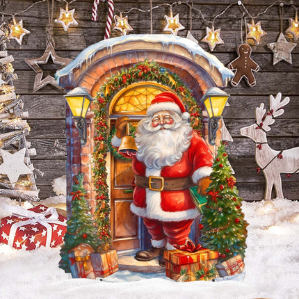 Knocking the Door Santa Outdoor Decor by G. Debrekht - Christmas Santa Snowman Decor - 8611044F-1