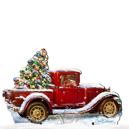Old Fashion Truck Christmas Outdoor Yard Sign by D. Gelsinger - Christmas Santa Snowman Décor - 8461039F-1701-4