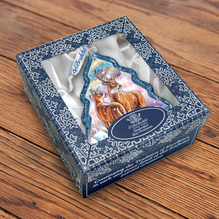 Deer Story Glass Ornament by G. DeBrekht - Wildlife Holiday Decor - 762-029-2