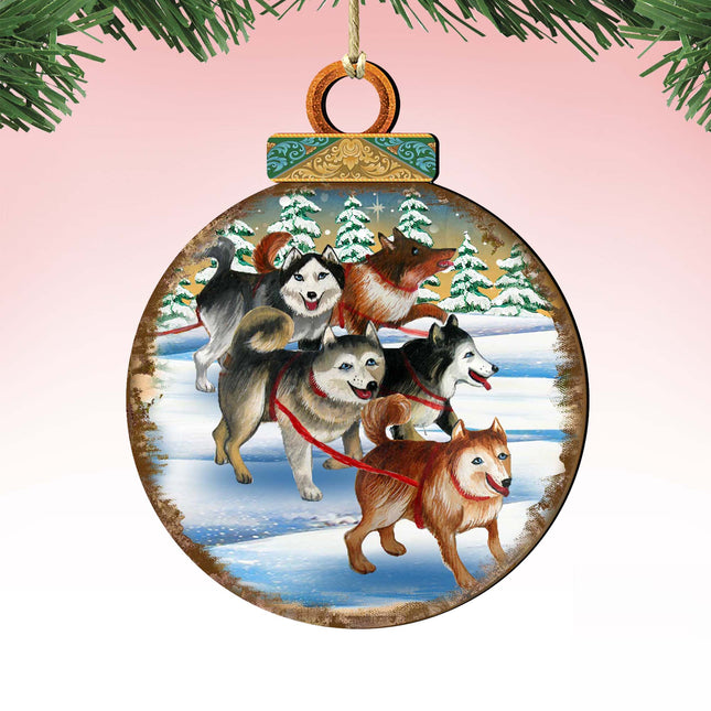 Husky Ball Wooden Ornaments by G. DeBrekht - Christmas Decor - 8025378-0