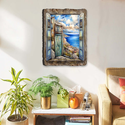 Coastal View Landscape Window Wall Art by G. DeBrekht Coastal Decor - 8492108W-3
