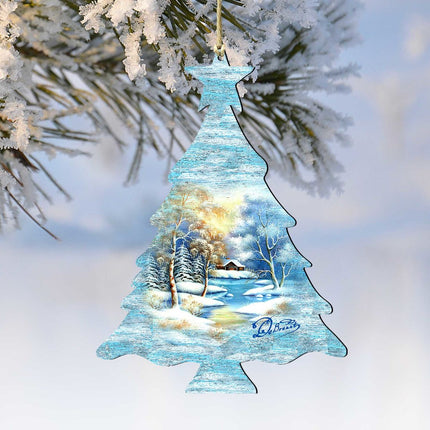 Winter Tree Wooden Ornaments by G. DeBrekht - Christmas Decor - 8198812-1
