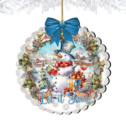 Let it Snow Wooden Ornaments by G. Debrekht Christmas Santa Snowman Decor - 933122-3