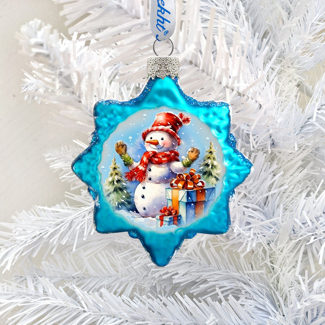 Snowman Gift Mercury Glass Ornaments by G. Debrekht - Christmas Santa Snowman Decor - 776021-0