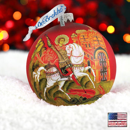 Icon Saint George Ball Glass Ornament by G. DeBrekht - Nativity Holiday Decor - 73214-1