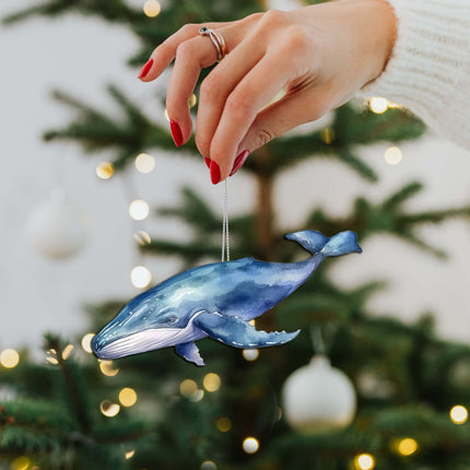 Blue Humpback Whale Wooden Ornaments by G.Debrekht - Wildlife Holiday Decor - 8710103-1-4