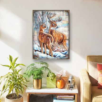 Schmid Deer's Art Wooden Wall Art by Nature Wonders - Nature Wildlife Decor  - 95212B-2