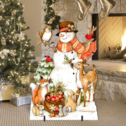 Ivory Snowman Christmas Outdoor Yard Sign by Susan Winget - Christmas Santa Snowman Decor - 8471107F-SW-1