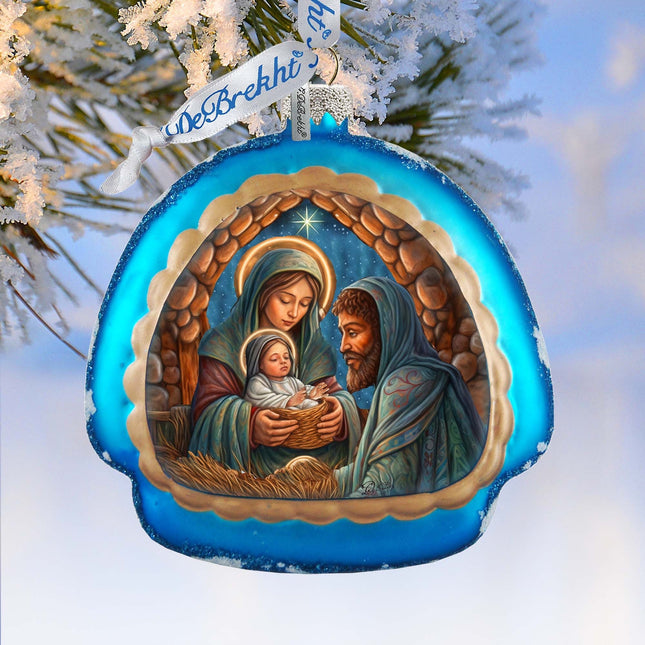 Holy Family Rainbow Glass Ornament by G. Debrekht - Nativity Holiday Decor - 756-017-0