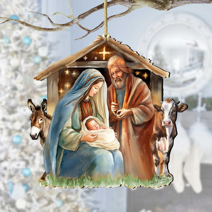 Born Under Bright Star Nativity Wooden Ornaments by G. DeBrekht Nativity Holiday Decor - 8611082-2