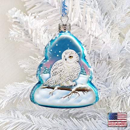 White Owl Mercury Glass Ornament by G. DeBrekht - Wildlife Holiday Decor - 771028-1