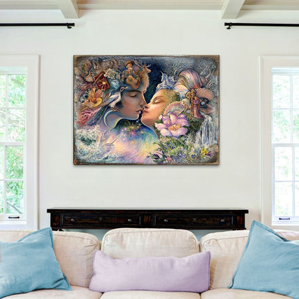 Prelude to a Kiss Fantasy Wooden Wall Art by Josephine Wall - Fantasy Decor - 852150-JW-0