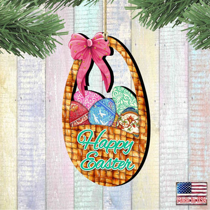 Easter Basket Wooden Ornaments by G. DeBrekht - Easter Spring Decor - 8185309-2