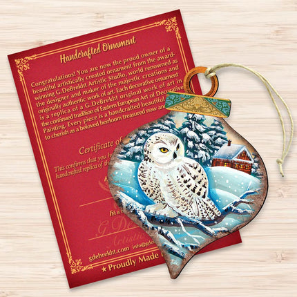 White Owl Drop Wooden Ornaments by G. DeBrekht - Wildlife Holiday Decor - 8035213-3