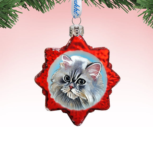 Long Haired Family Kitten Glass Ornament by G. DeBrekht - Pets Dog and Cats Decor - 774018-0