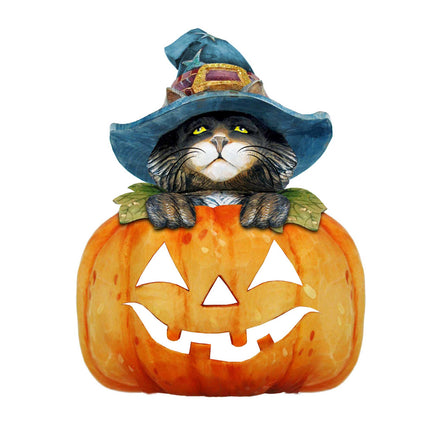 Black Cat pumpkin Halloween Door Decor by G. DeBrekht - Thanksgiving Halloween Decor - 8158416H-4