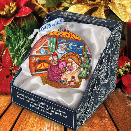 Christmas Ball Glass Ornament by G. DeBrekht - Christmas Santa Snowman Decor - 73615-3
